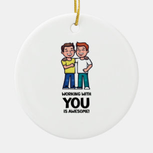 Friends From Work - Two Men Classic Ceramic Ornament