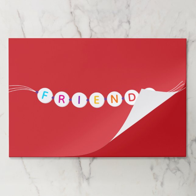 Friends fun cute friendship bracelet red placemats (Folded)