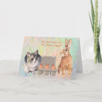 FRIENDS Funny Cat and Bunny Rabbit Easter