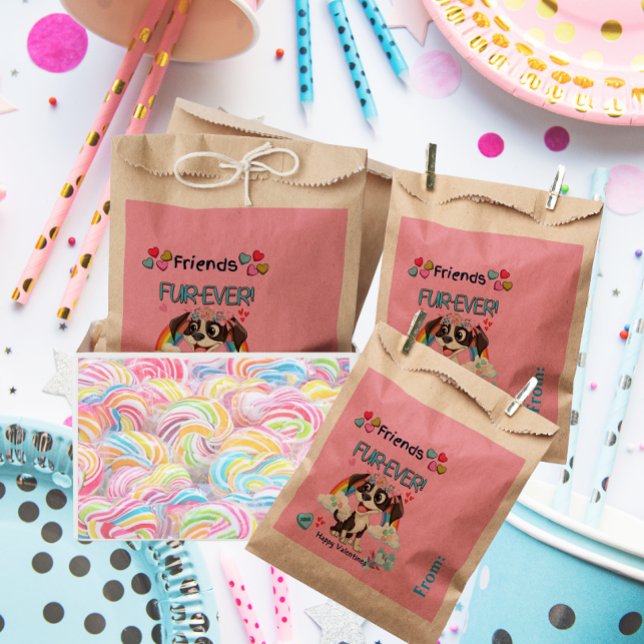 Friends Fur-Ever Cute Puppy Classroom  Favor Bag (Cute puppy illustration to make any kid happy.)