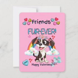 Friends Fur-Ever Cute Puppy Classroom Valentines Note Card