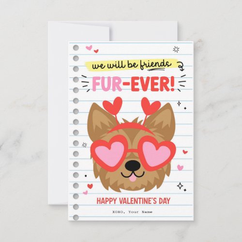 Friends Fur_ever Dog Kids Classroom Valentine Card