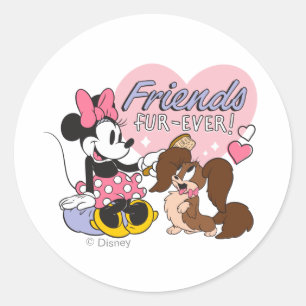Friends Fur Ever Minnie and Pup Love Classic Round Sticker