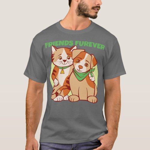 Friends Furever Cat and Dog T_Shirt