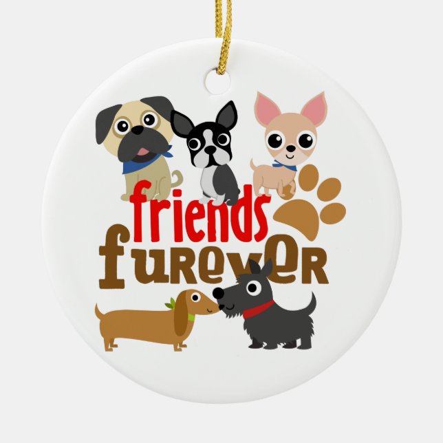 Friends Furever Dogs Puppies Ceramic Ornament (Front)