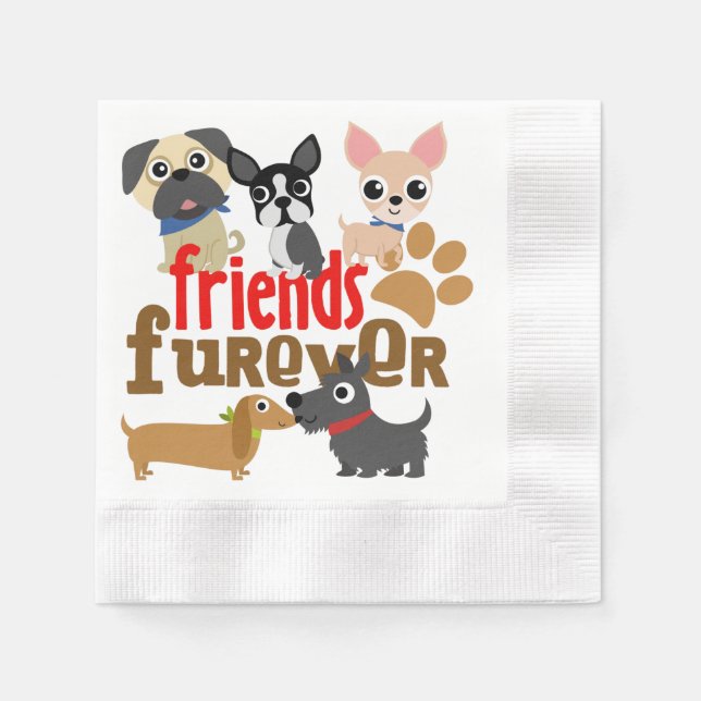 Friends Furever Dogs Puppies Napkins (Front)