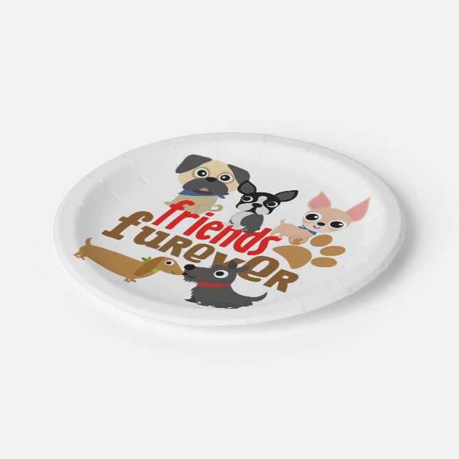 Friends Furever Dogs Puppies Paper Plates (Angled)