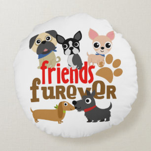 Friends Furever Dogs Puppies Round Pillow