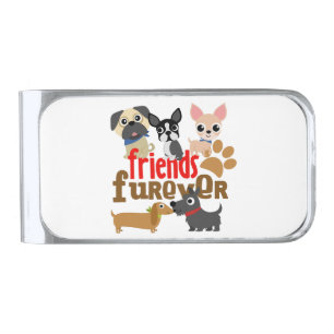 Friends Furever Dogs Puppies Silver Finish Money Clip