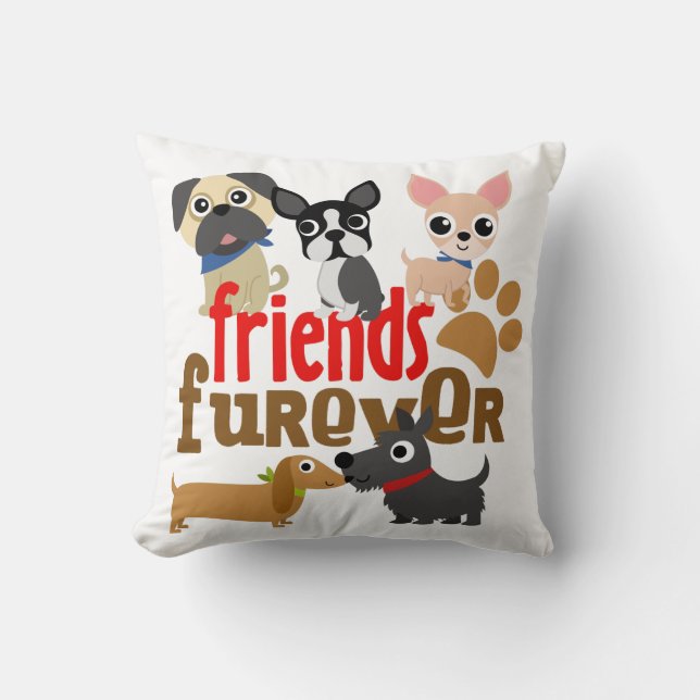 Friends Furever Dogs Puppies Throw Pillow (Front)