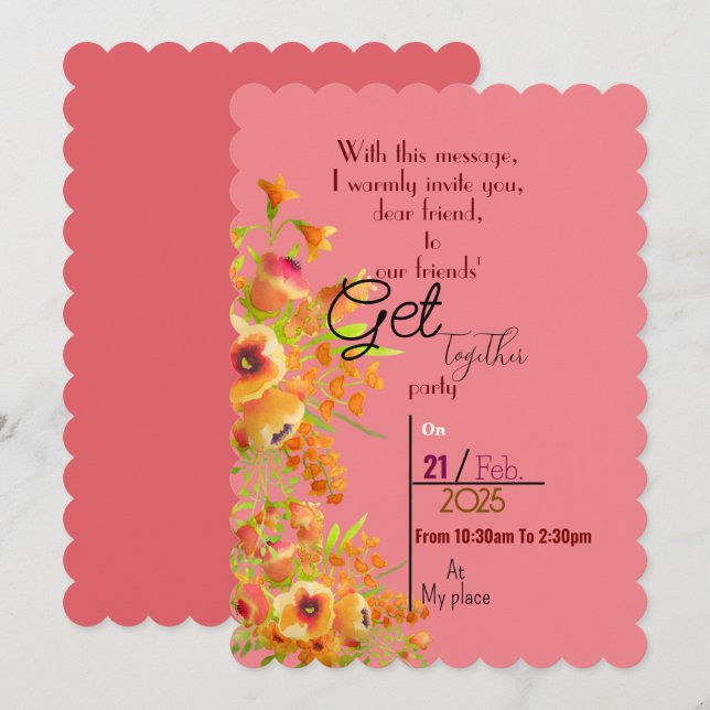 Friends get together  invitation (Front/Back)