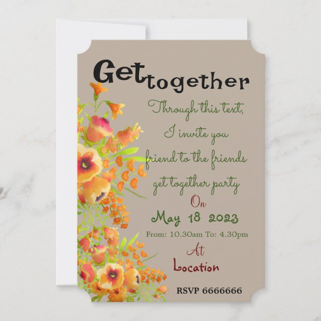 Friends get together  invitation (Front)