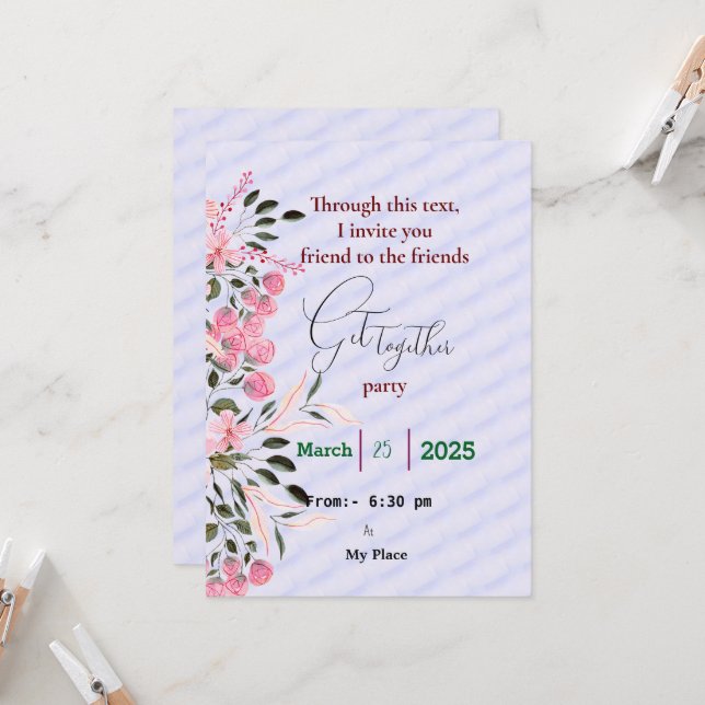 Friends get together  invitation (Front/Back In Situ)