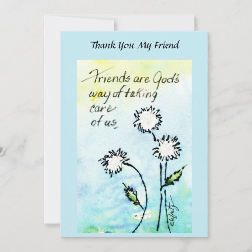 Friends _ God Taking Care of Us  Saying Drawing  Thank You Card