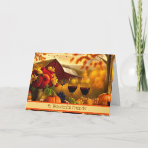 Friends Happy Thanksgiving Day with Cute Barn Holiday Card