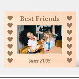 Friends Heart Pattern Custom wooden photo frame Engraved Frames