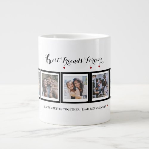  Friends Heart Photo Collage change border color Giant Coffee Mug
