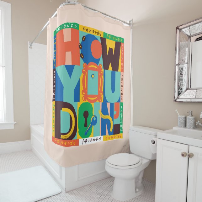 FRIENDS™ | How You Doin' - Vibrant Graphic Shower Curtain (In Situ)