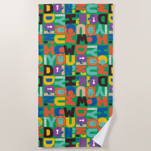 FRIENDS  How You Doin Vibrant Pattern Beach Towel