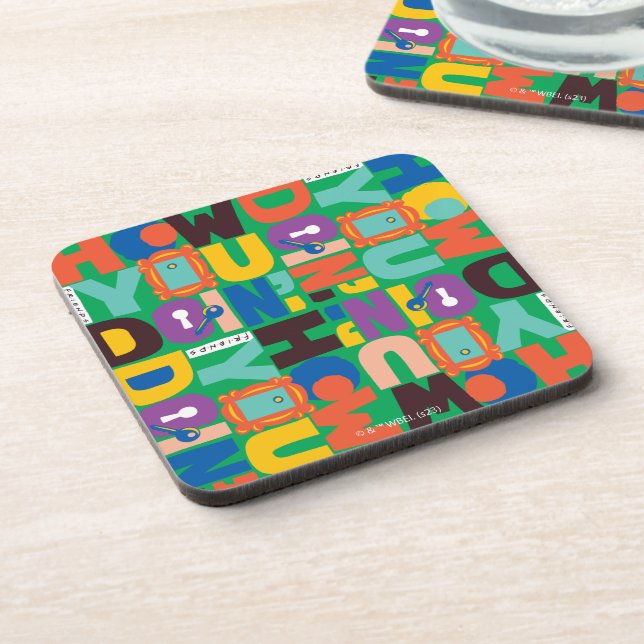 FRIENDS™ | How You Doin' Vibrant Pattern Beverage Coaster (Left Side)