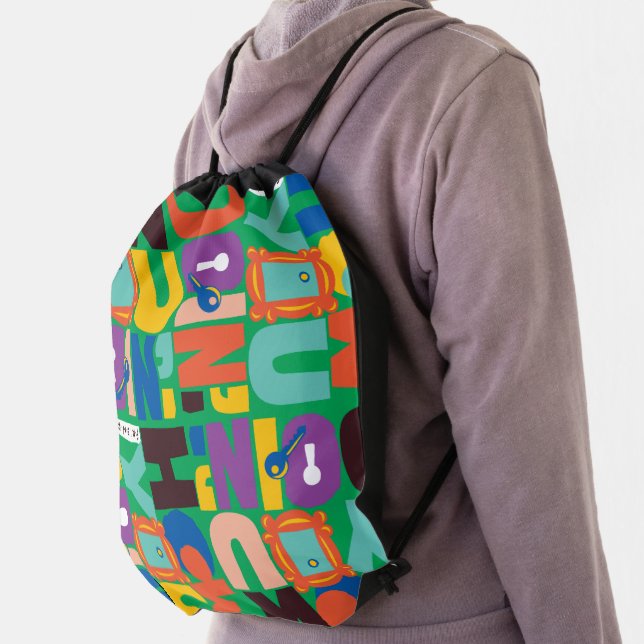FRIENDS™ | How You Doin' Vibrant Pattern Drawstring Bag (Insitu)