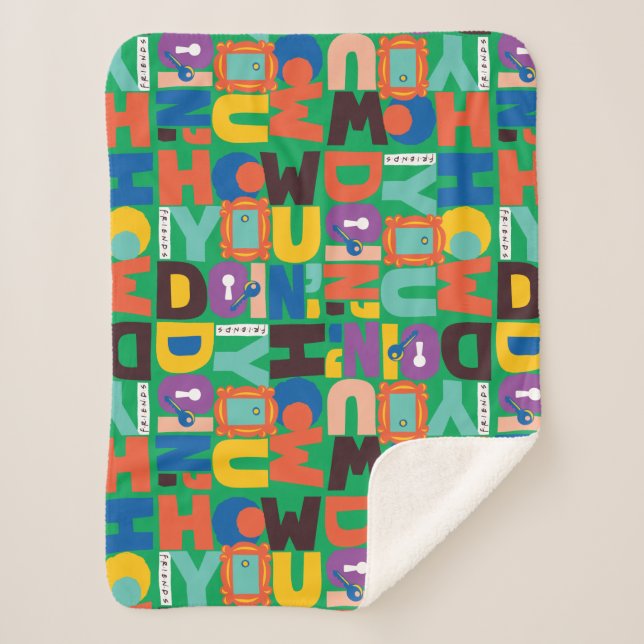 FRIENDS™ | How You Doin' Vibrant Pattern Sherpa Blanket (Front)