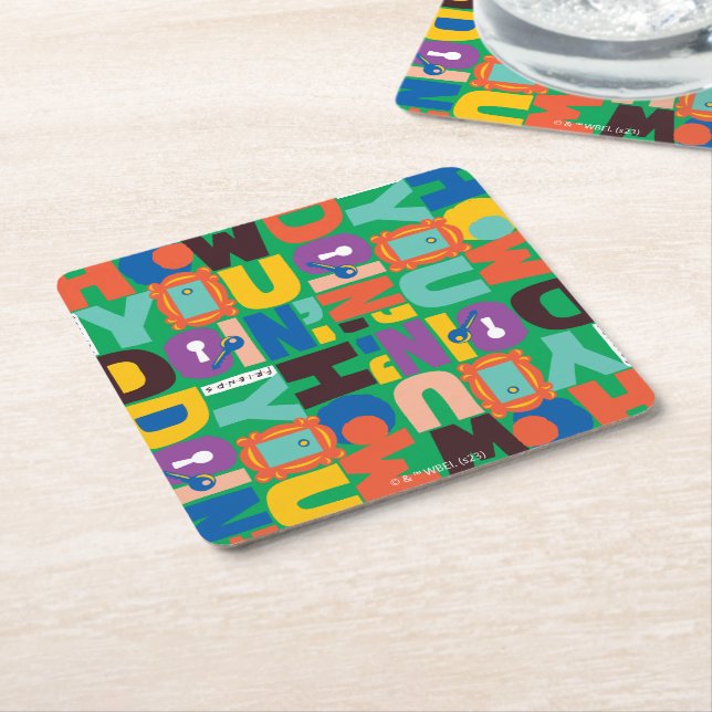 FRIENDS™ | How You Doin' Vibrant Pattern Square Paper Coaster (Angled)