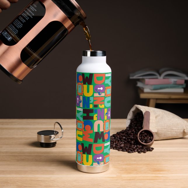 FRIENDS™ | How You Doin' Vibrant Pattern Water Bottle (Coffee)