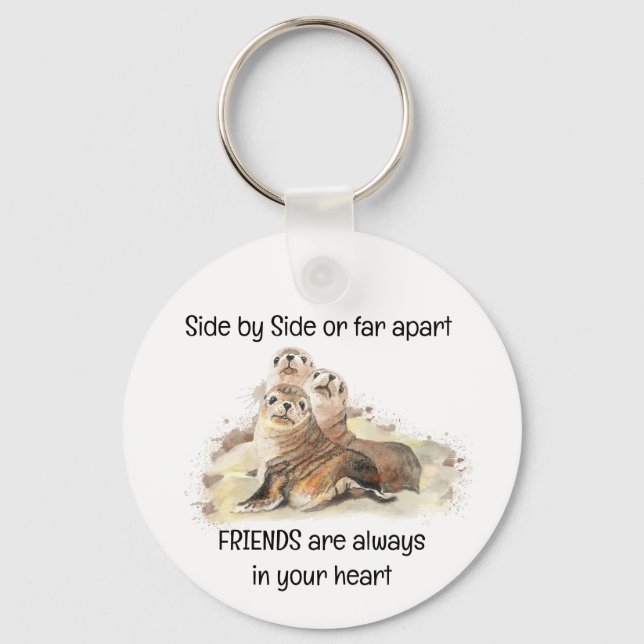 Friends in your Heart Quote Raccoon Animal Humor Keychain (Front)