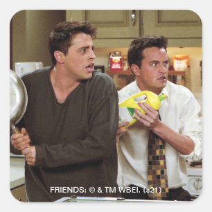 FRIENDS™ Joey & Chandler Scared Square Sticker