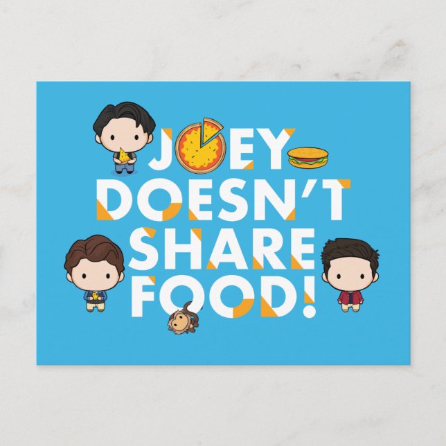 FRIENDS™ | Joey Doesn't Share Food Chibi Invitation Postcard (Front)