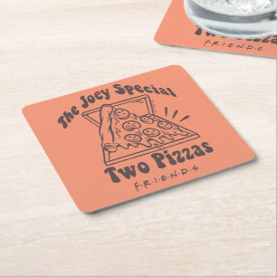 FRIENDS™ Joey Pizza Quote Square Paper Coaster