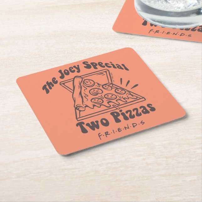 FRIENDS™ | Joey Pizza Quote Square Paper Coaster (Angled)
