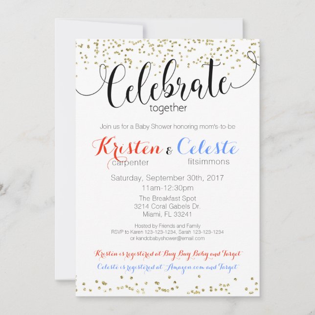 Friends Joint Baby Shower Invitation Book Card (Front)