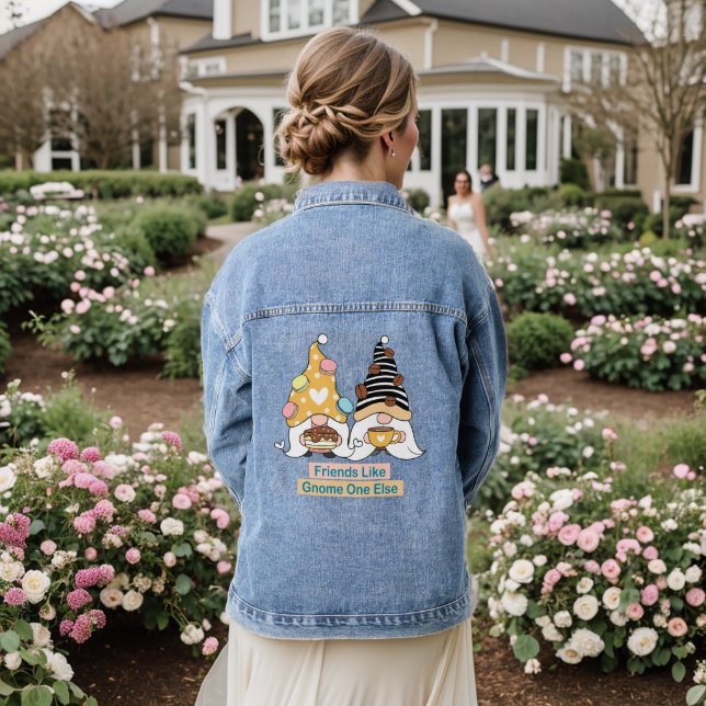 Friends Like Gnome One Else Typography Womens Denim Jacket (Wedding Back)
