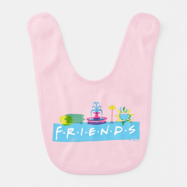 FRIENDS™ | Logo with Icons Baby Bib (Front)