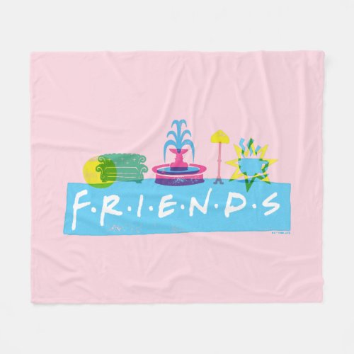 FRIENDS  Logo with Icons Fleece Blanket