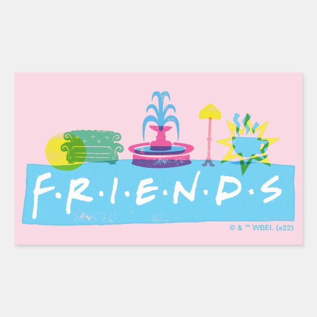 FRIENDS™ | Logo with Icons Rectangular Sticker (Front)