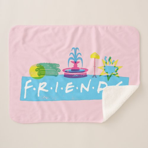 FRIENDS  Logo with Icons Sherpa Blanket