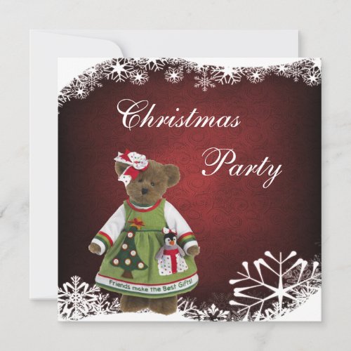 Friends Make the Best Gifts Bear Christmas Party Invitation