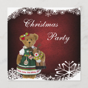 Friends Make the Holiday Sparkle Christmas Bear Invitation
