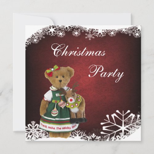 Friends Make the Holiday Sparkle Christmas Bear Invitation