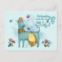 Friends Make The World Beautiful Cute Dog Cat