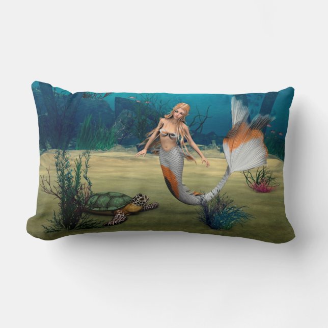 Friends Mermaid und Turtle Lumbar Pillow (Front)