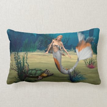Friends Mermaid Und Turtle Lumbar Pillow by YourFantasyWorld at Zazzle