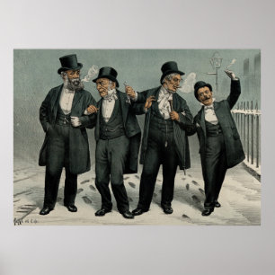 Friends Merry Christmas Celebration Vintage Poster