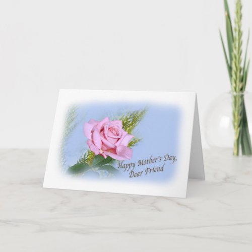 Friends Mothers Day Card with Pink Rose