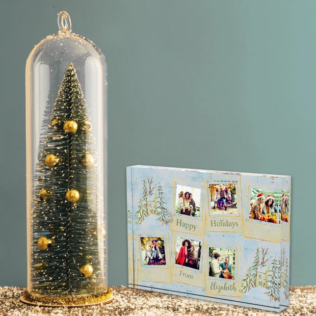 Friends Multi Photo Blue Christmas Collage Block (Creator Uploaded)