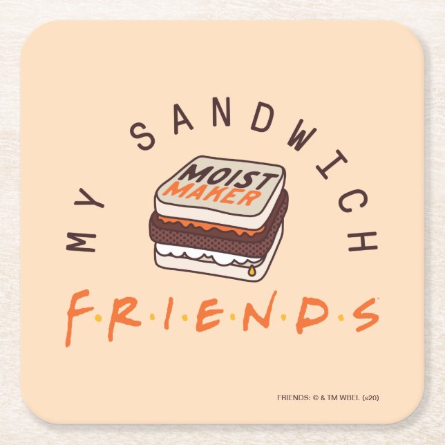 FRIENDS™ | My Sandwich Square Paper Coaster (Front)