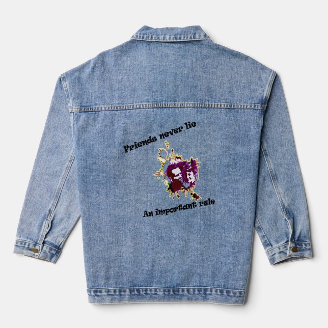 friends never lie hoodie denim jacket (Back)